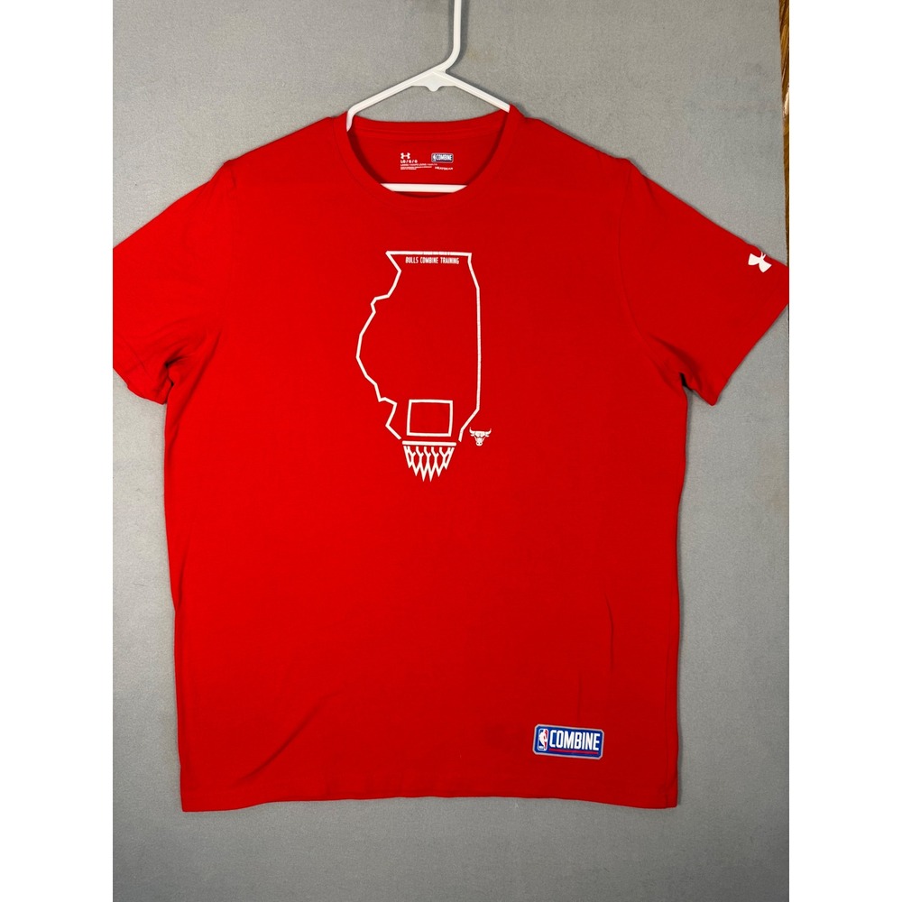 Under Armour NBA Combine Chicago Bulls Shirt Red Men's Large Illinois State Tee